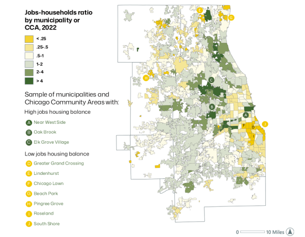 CMAP REC Jobs Household Ration by Municipality or CCA